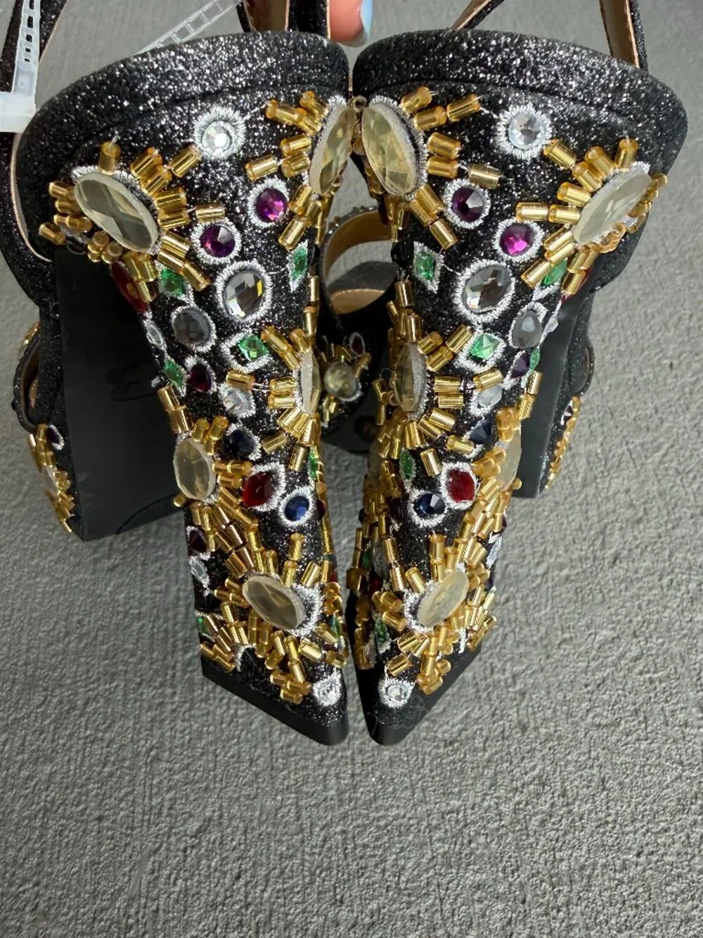 Gianni Bini Enchant-Ment Beaded Jewel Ornamented Platform Dress Sandals 8.5 NWOB - Picture 6 of 7